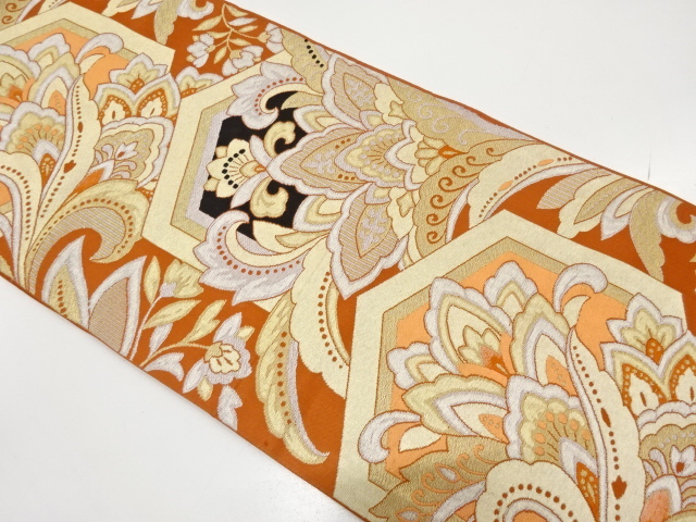 JAPANESE KIMONO / ANTIQUE FUKURO OBI / WOVEN KIKKO & FLORAL SARASA